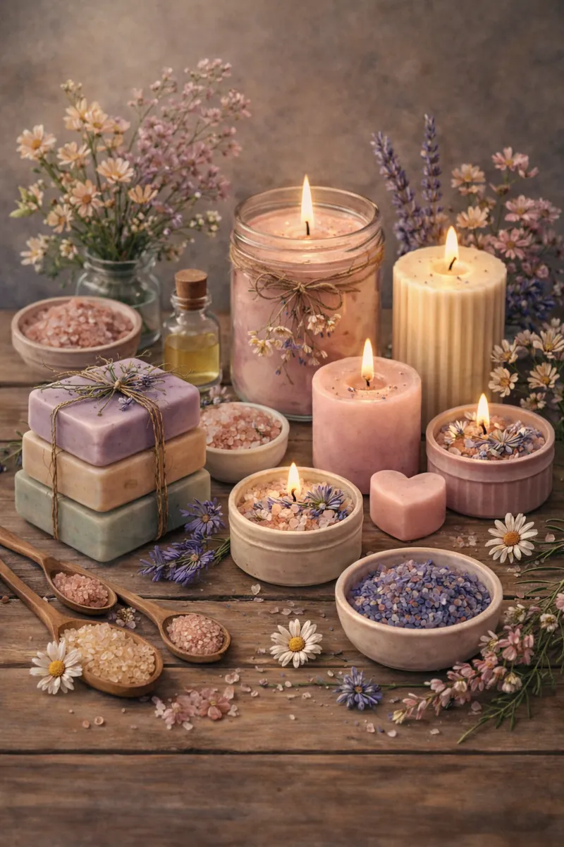 Premium jar candles with warm fragrance styling