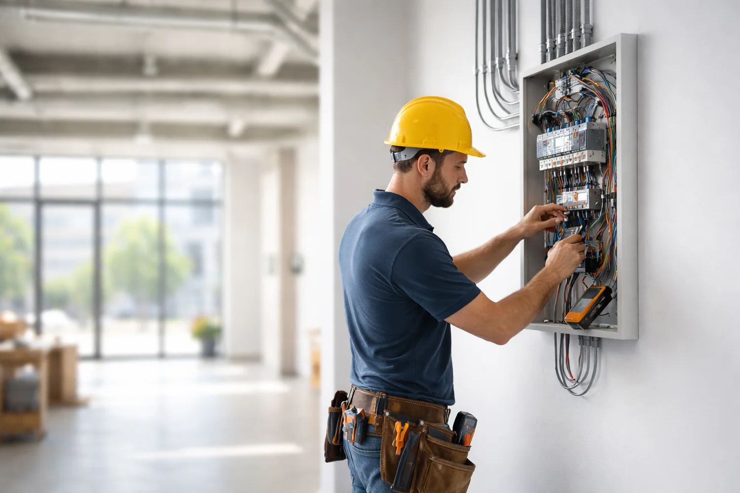 Premier Electrical Service technician working on an electrical system